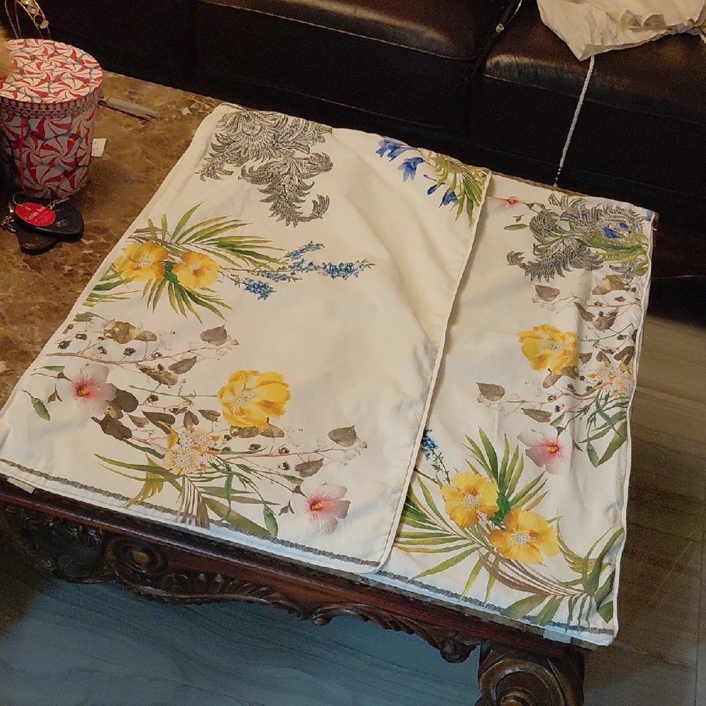 Ted Baker Botanical Pillow Case  with Yellow and Blue Accents